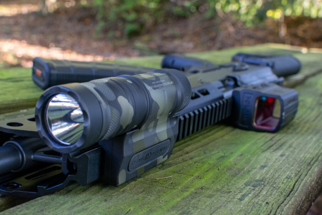 Rail mounted light on a rifle. weapon mounted light, delaware gun shop, gunstores in delaware