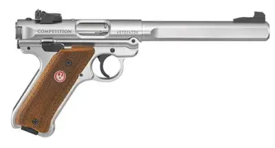 Ruger 40112 Mark IV Competition 22 LR SAO 6.88" 10+1 Checkered Laminate w/Thumbrest Grip Satin Stainless Slide