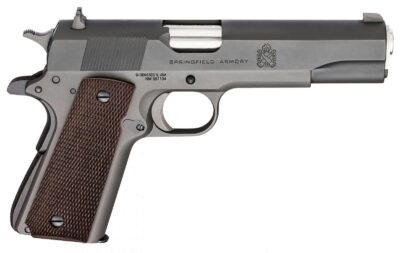 Springfield Armory PBD9108L 1911 Defender Mil-Spec 45 ACP 5" 7+1 Black Parkerized Fully Checkered Wood Grip