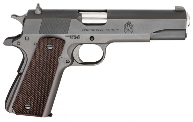 Springfield Armory PBD9108L 1911 Defender Mil-Spec 45 ACP 5" 7+1 Black Parkerized Fully Checkered Wood Grip