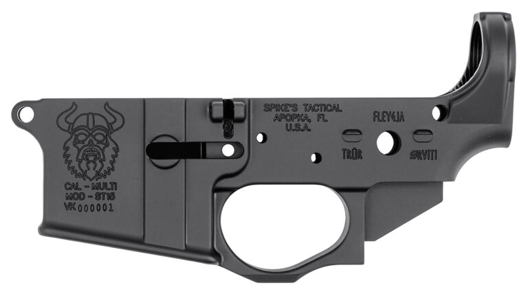 Spikes tactical Stripped Lower w/Skelton Viking Cerakote Black