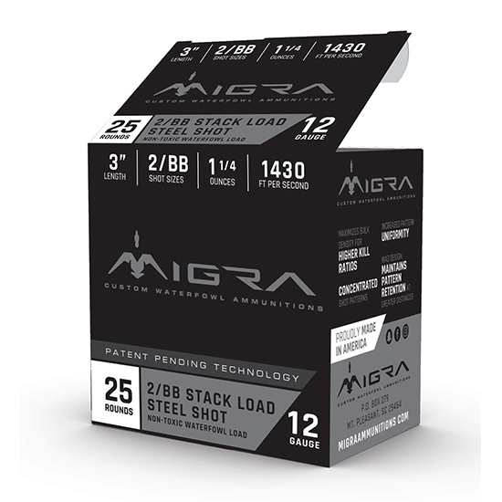 Migra Steel Waterfowl 12 Gauge Ammo 3" #2 and BB Steel Shot 1-1/4 oz Box of 25